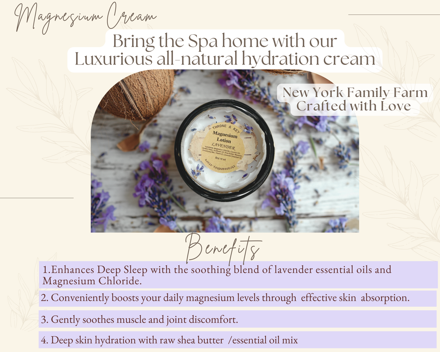 Magnesium Lavender Cream for Deep Sleep, Aches, & Relaxation