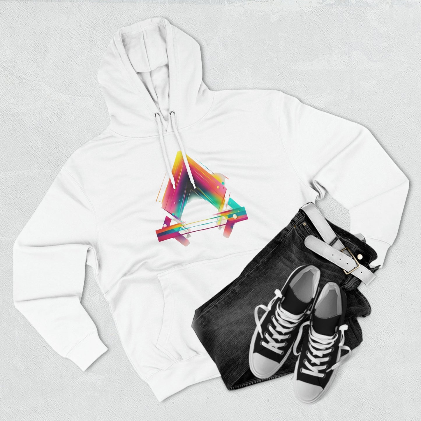 Artistic Vector Unisex Hoodie - Colorful Streetwear with Tech-inspired Design