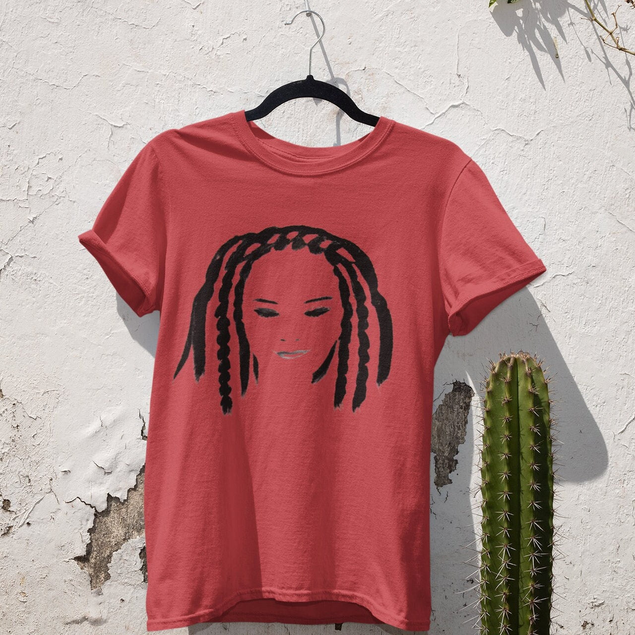 Enigmatic Girl with Braids T-shirt