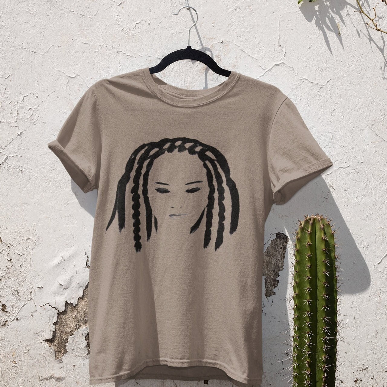 Enigmatic Girl with Braids T-shirt