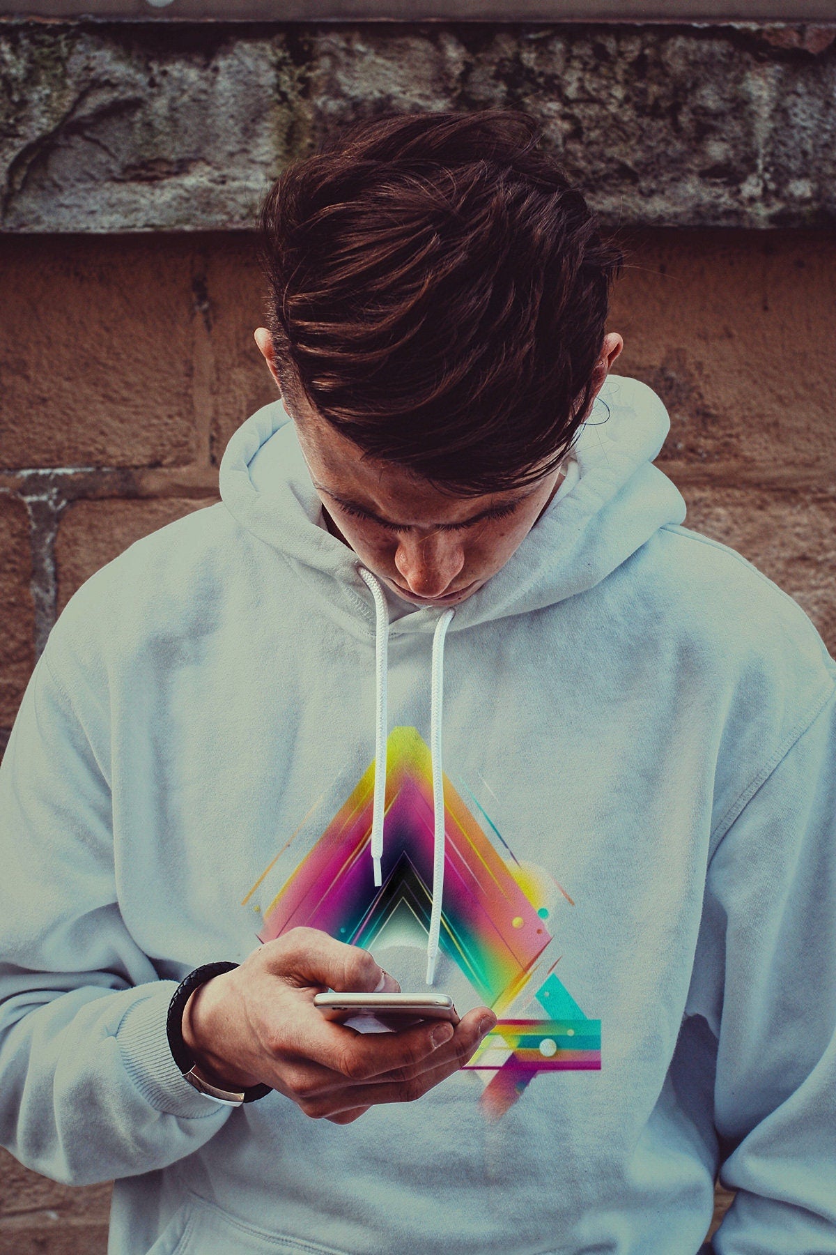 Artistic Vector Unisex Hoodie - Colorful Streetwear with Tech-inspired Design