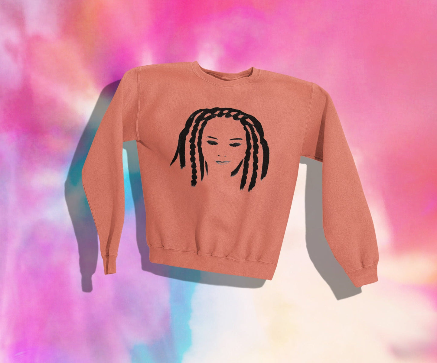 Enigmatic Girl with Braids Cotton Sweatshirt