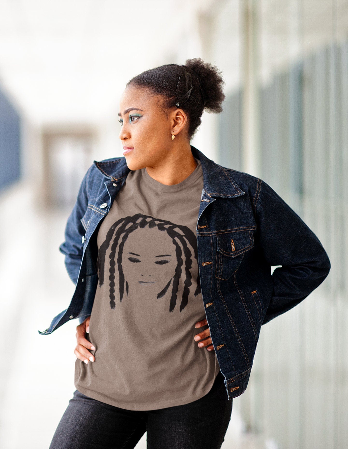 Enigmatic Girl with Braids T-shirt