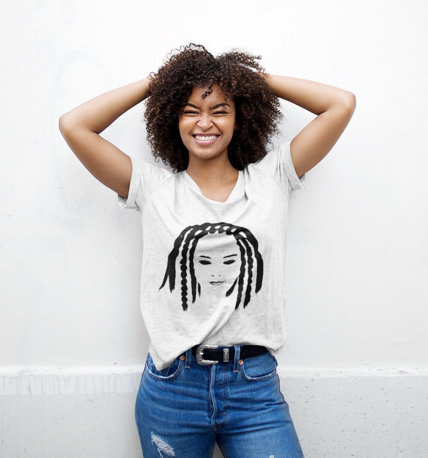 Enigmatic Girl with Braids T-shirt