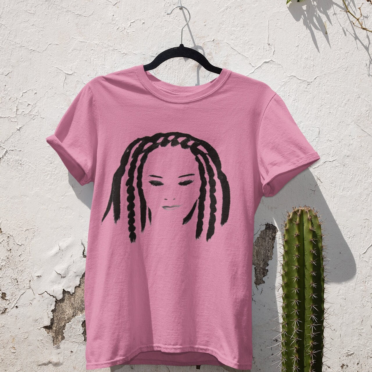 Enigmatic Girl with Braids T-shirt