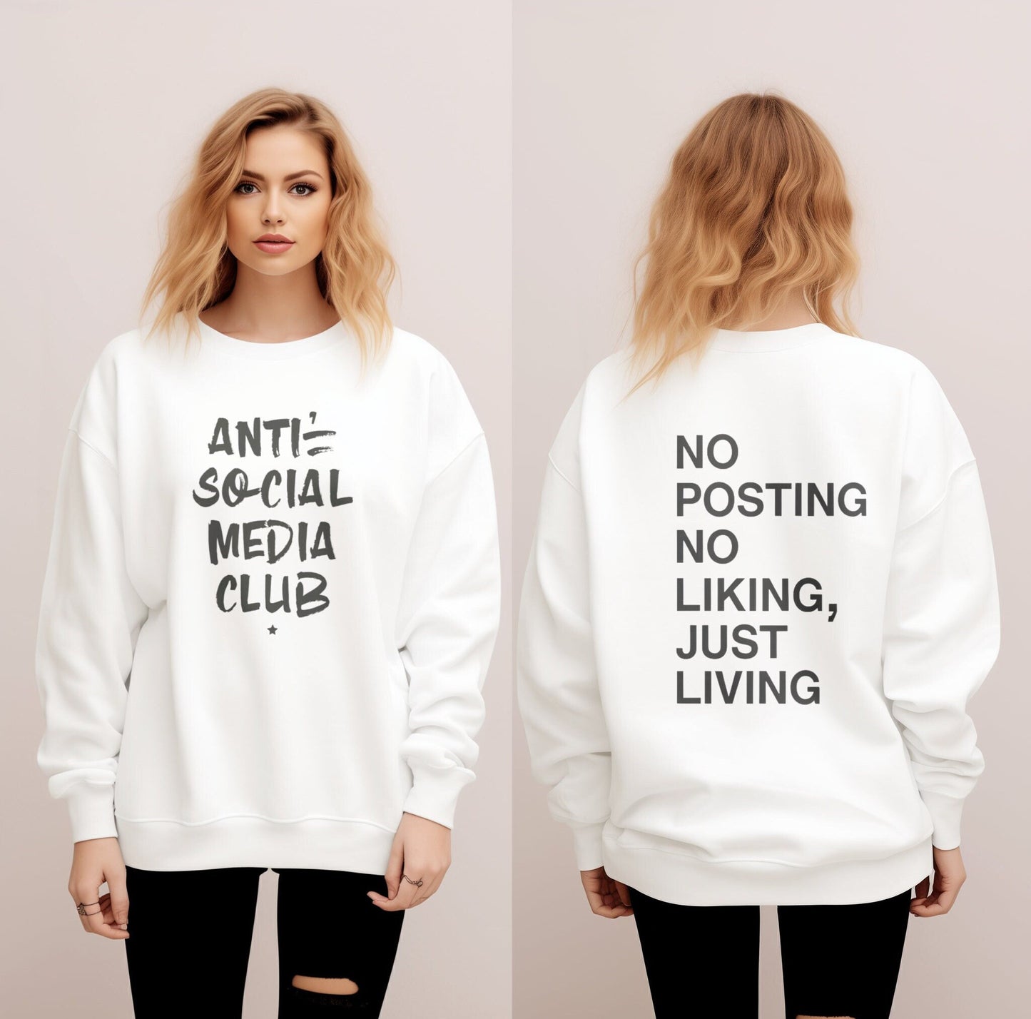 Anti Social Media Club Oversized Graphic Sweatshirt - Cotton Unisex