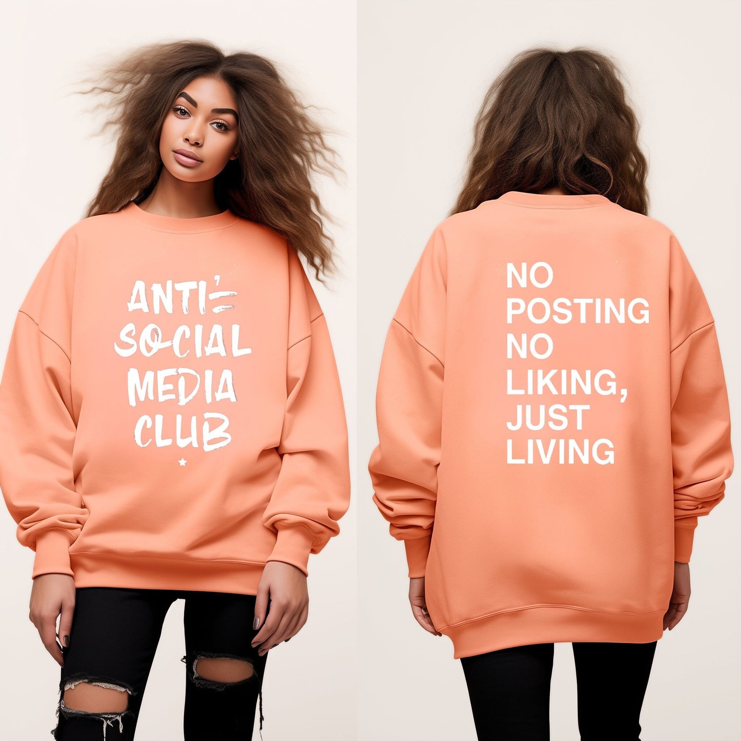 Anti Social Media Club Oversized Graphic Sweatshirt - Cotton Unisex