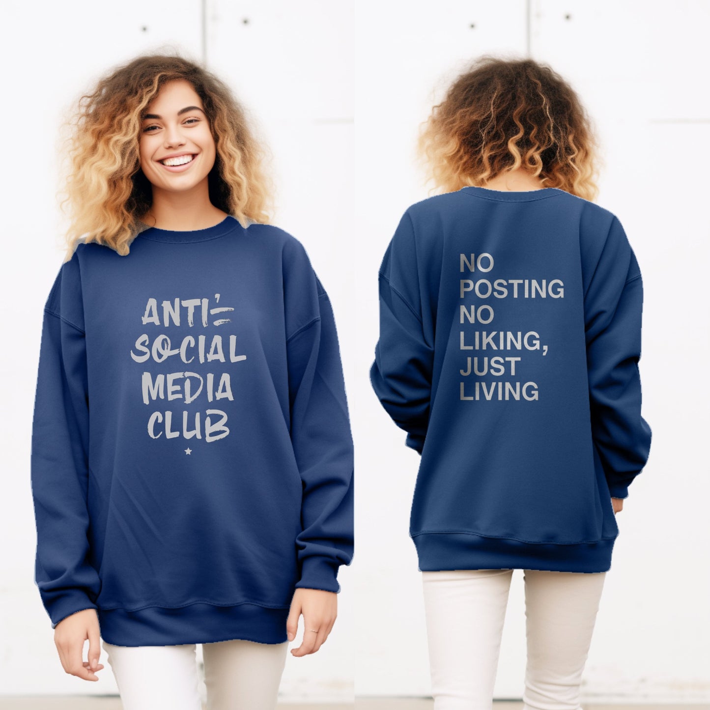 Anti Social Media Club Oversized Graphic Sweatshirt - Cotton Unisex