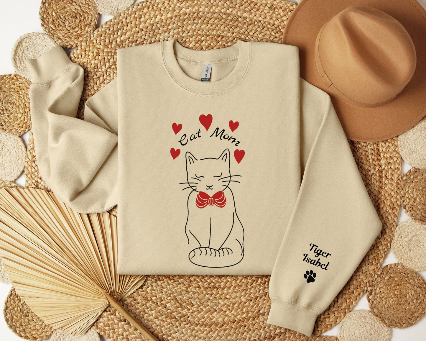 Custom Cat Mom Sleeve Sweatshirt