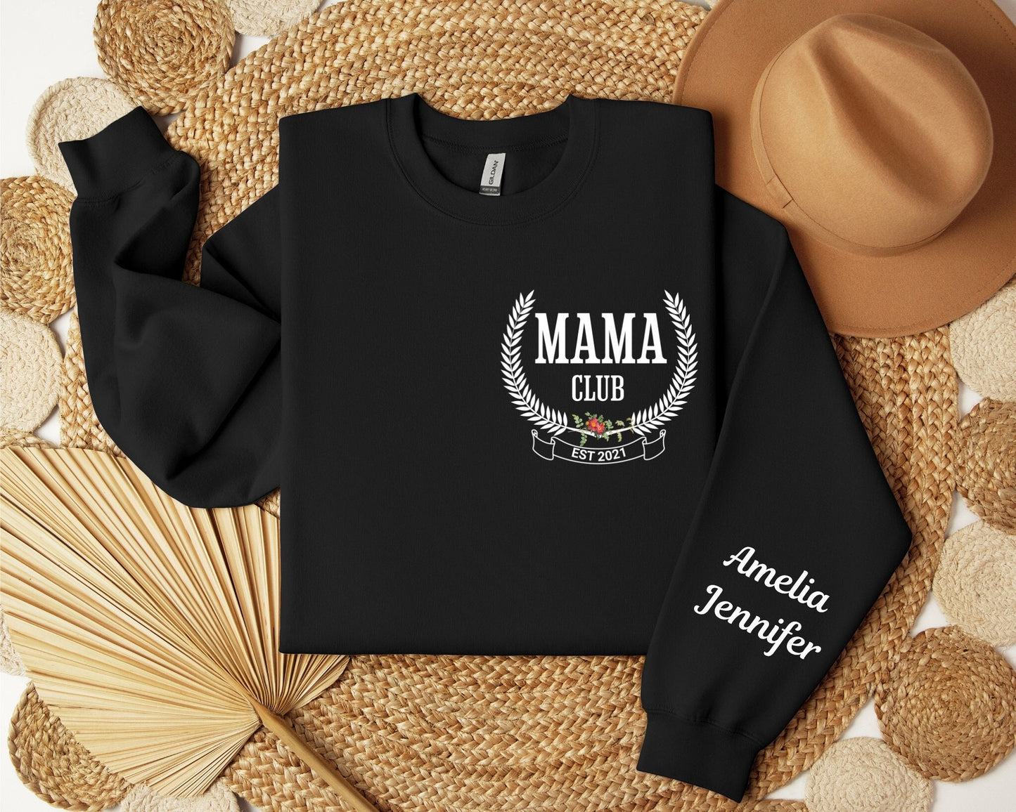 Custom Mama Club Sweatshirt with Kids Name on Sleeve