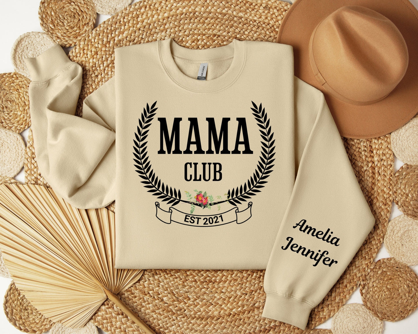 Custom Mama Club Sweatshirt, Mama est