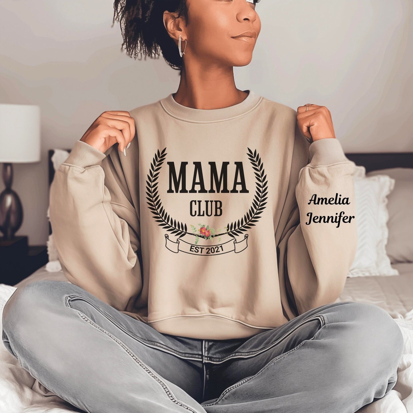 Custom Mama Club Sweatshirt, Mama est