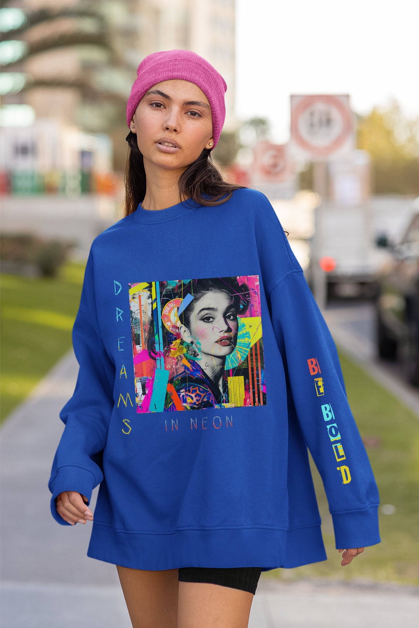 Dreams in Neon 90's Graphic Punk Rock Sweatshirt