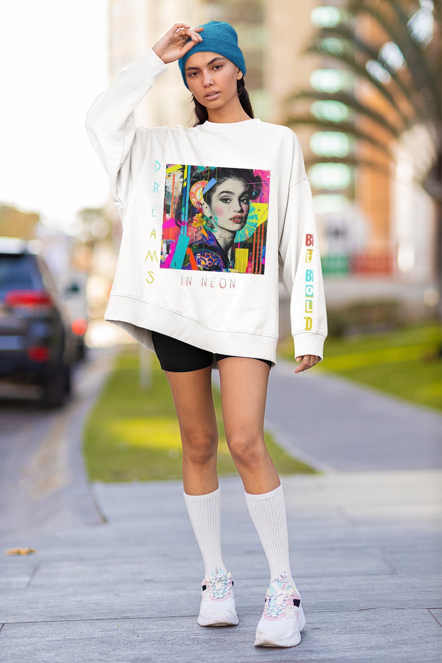 Dreams in Neon 90's Graphic Punk Rock Sweatshirt